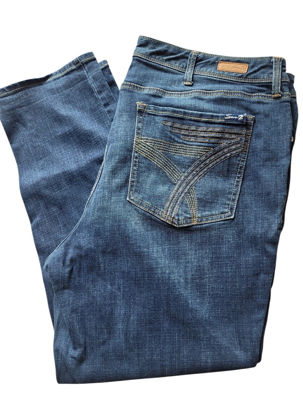 Seven7 Straight Leg Dark Wash Jeans Wmns Plus Size 24 Heavy Embroidered Pockets